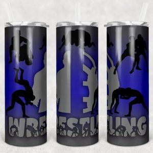 WRESTLING 20 OZ TUMBLER, LID, STRAW & GIFT BOX